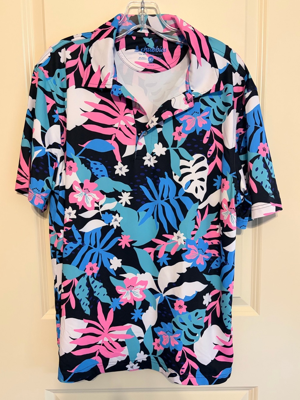 Chubbies Polo Shirt Mens M Performance Floral Hawaiian Graphic Print